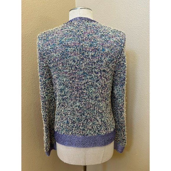 Women's Vintage Handmade M. Stapleton Fuzzy Knitted Cat-Eye Button Sweater S/M - Picture 3 of 4